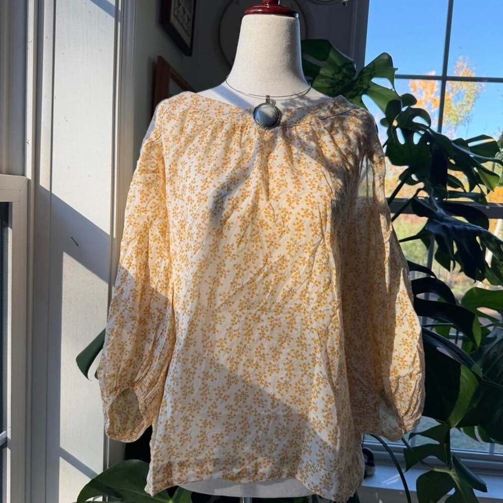 Meadow Rue Orange Blossom Open Shoulder Cotton Blouse